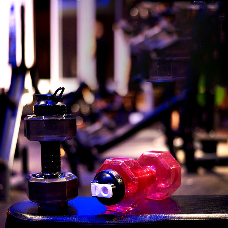 Dumbbell Water Bottle -Free Gym Fitness Jug with Handle