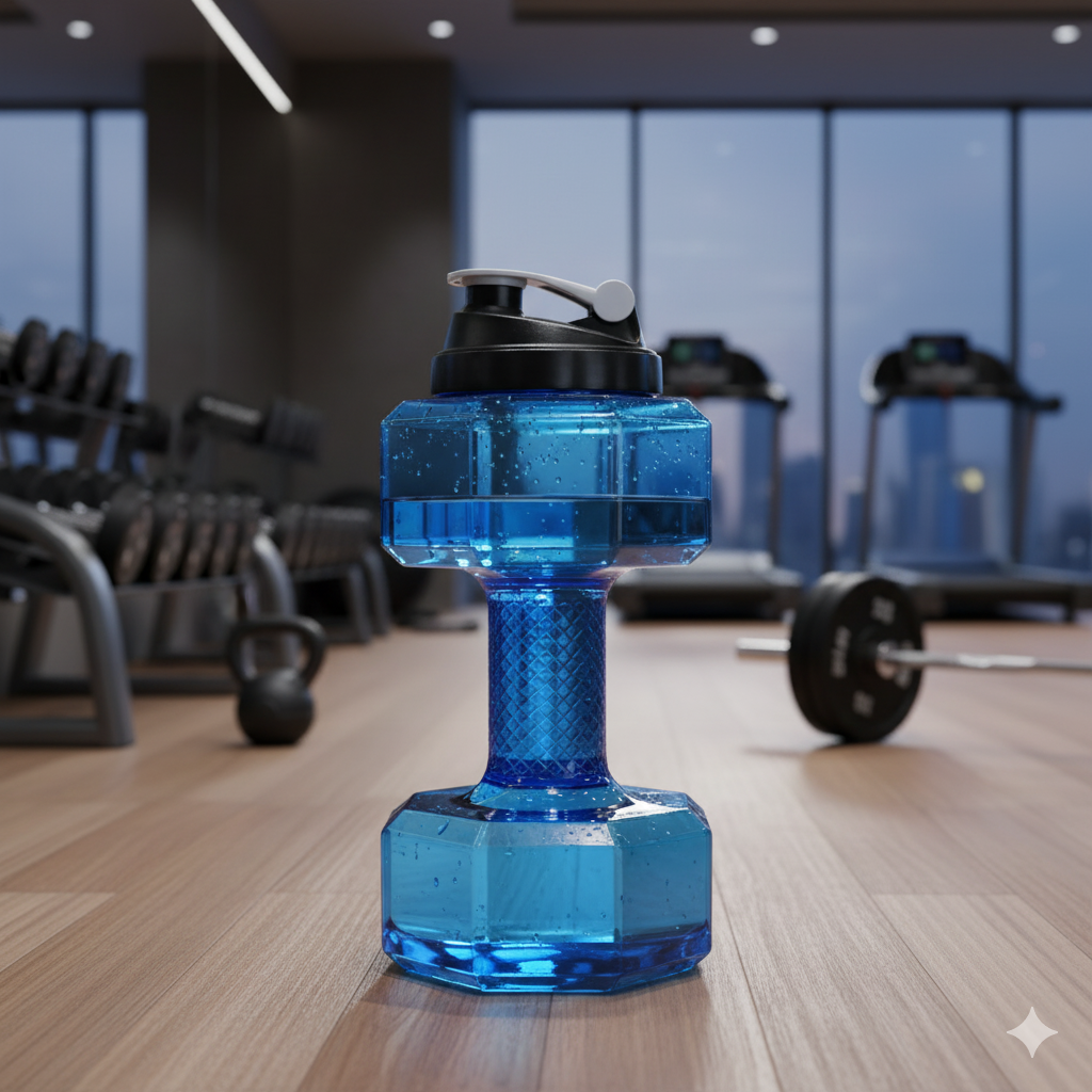 Dumbbell Water Bottle -Free Gym Fitness Jug with Handle