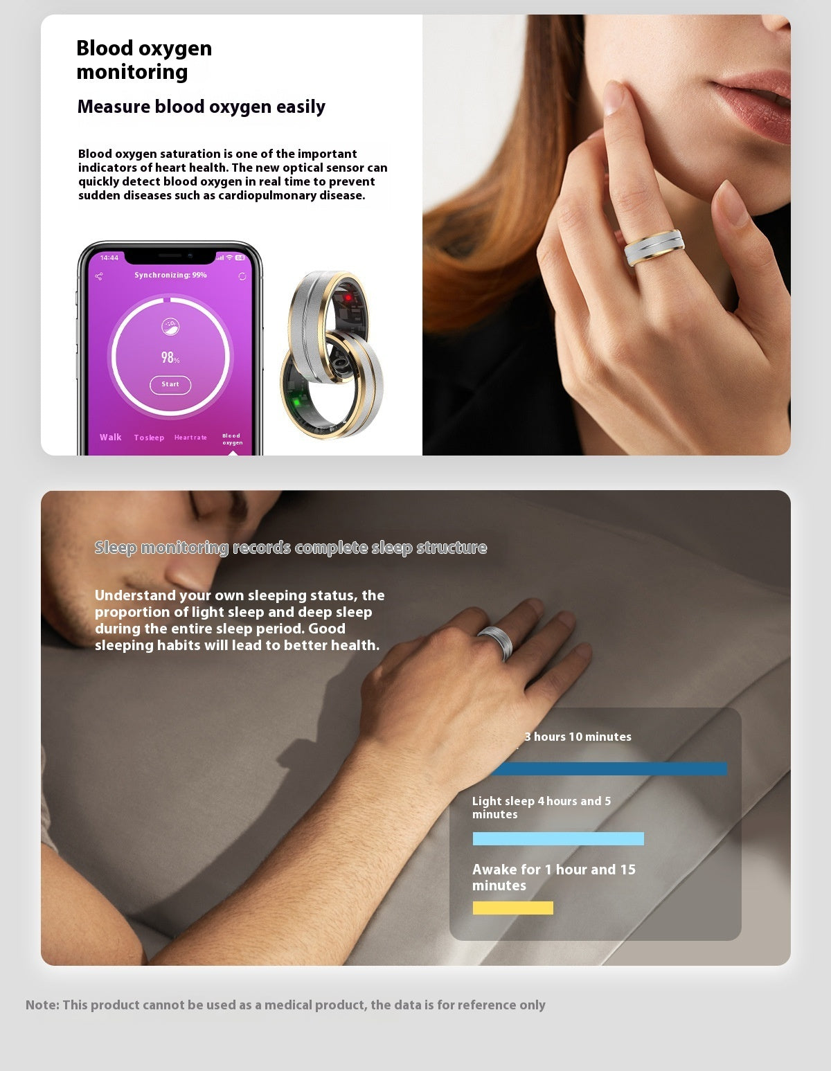 Smart Ring for Men & Women – Waterproof, Tracks Sleep, Heart Rate & Oxygen